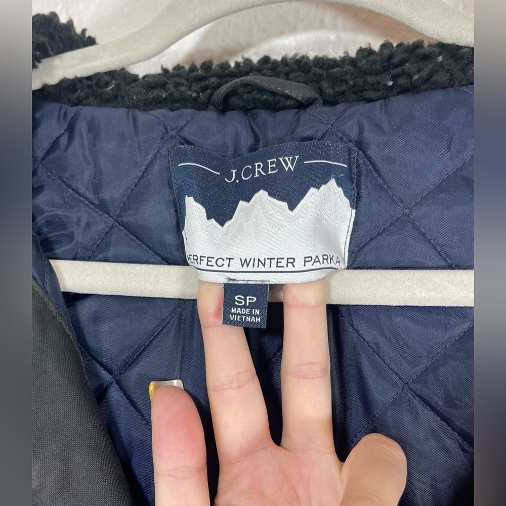 J. Crew Perfect Winter Parka Women’s Small Water Black Hooded Snow Ski Jacket - Picture 3 of 16